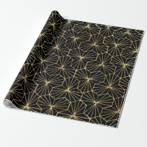 Arte Retro Art Déco Preto Dourado Padrão Geométric