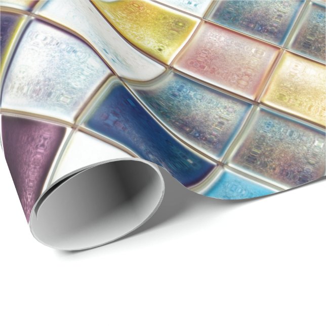 Papel De Presente Arte tropical do azulejo de mosaico das memórias (Ponta do rolo)