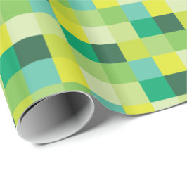 Papel De Presente Arte verde e amarela do pixel do teste padrão | de