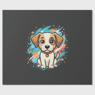 Papel De Presente Arte Vetorial de Cachorro Fofo com Salpico de Tint
