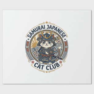 Papel De Presente Arte vetorial de gato japonês samurai POD - Samura