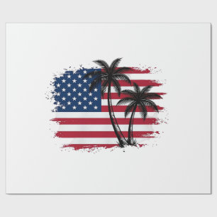 Papel De Presente Arte vetorial de palmeira bandeira americana patri