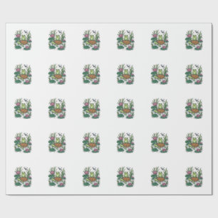 Papel De Presente Arte Vetorial Vintage de Sapo Fofo Montando Lago d