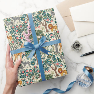 Papel De Presente Arte vítrea, zebras girafas, flamingo, pássaros, l