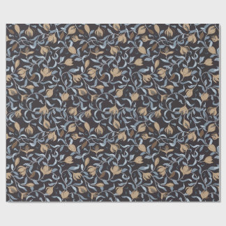 Papel De Presente Artes e Artesanatos Florais ouros