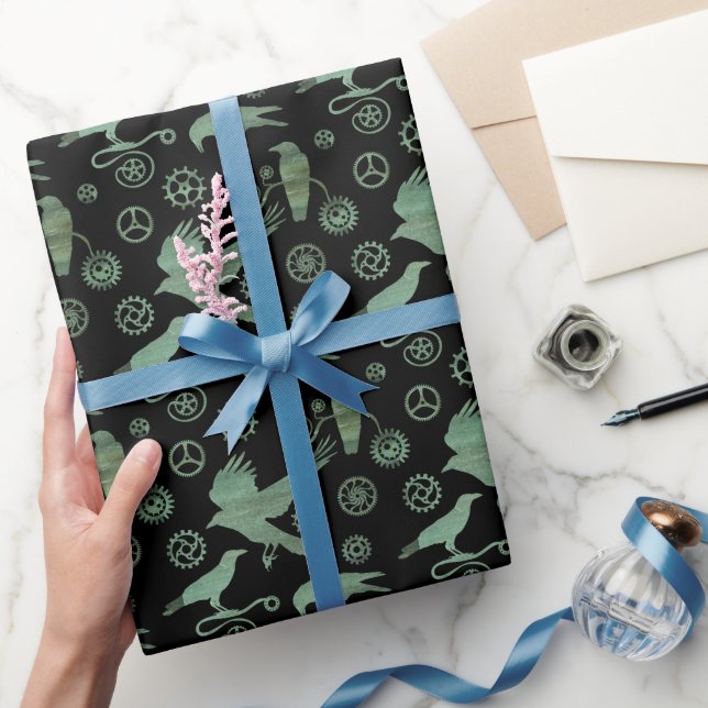 Papel De Presente Artes e Cortes de Bronze de Verdigris Steampunk (Presentear)