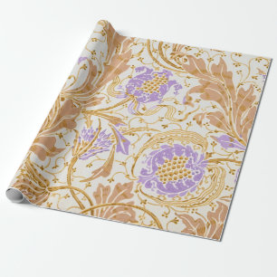 Papel De Presente Artes e Ofícios de Walter Crane Floral Roxo