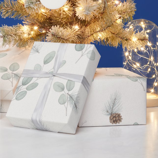 Papel De Presente Artesanal Inverno Botânico Natal Elegante (Feriados)