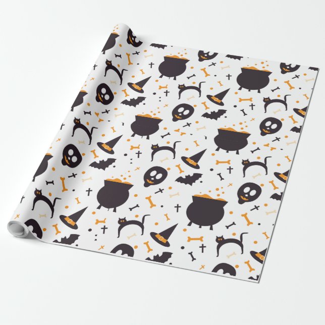 Papel De Presente Artesanato de Bruxas de Halloween (Desenrolado)