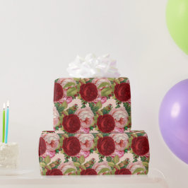 Papel De Presente Artesanato de Decoupage de Rosa Vermelha e Rosa ou