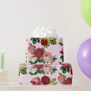 Papel De Presente Artesanato de dissociação da Vintage Botânica/Rosa