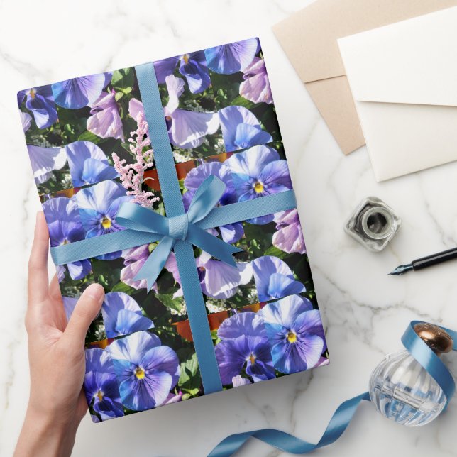 Papel De Presente Artesanato de Flor de Pensée Roxa ou  (Presentear)