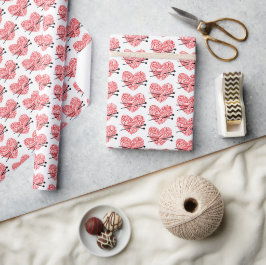 Papel De Presente Artesanatos de Coração de Fios + Agulhas de Coraçã