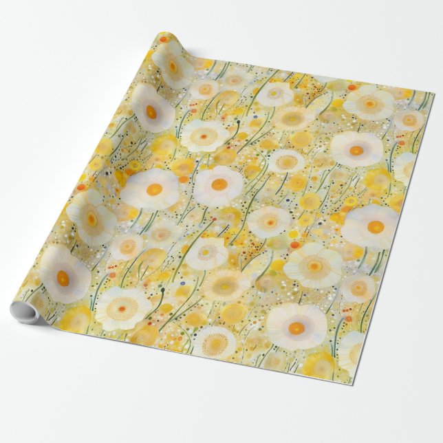 Papel De Presente Artisan Willows Amarelo Laranja Branca Feliz Diver (Desenrolado)