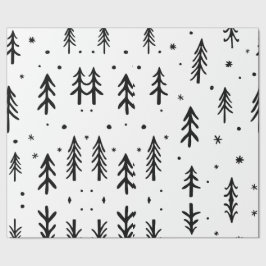 Papel De Presente Árvore Branca Negra ilustrativa Feliz Natal