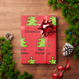 Papel De Presente Árvore Caprichosa de Natal Feliz