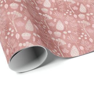 Papel De Presente Árvore Cor-de-rosa Botânica Presente de Natal