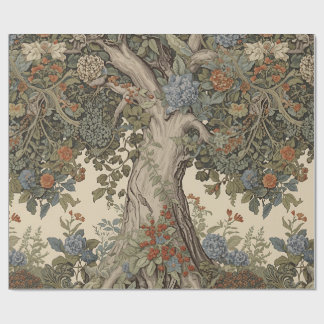 Papel De Presente Árvore da Vida de William Morris Pré-Rafaelita Vin