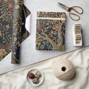 Papel De Presente Árvore da Vida de William Morris Vintage Pré-Rafae