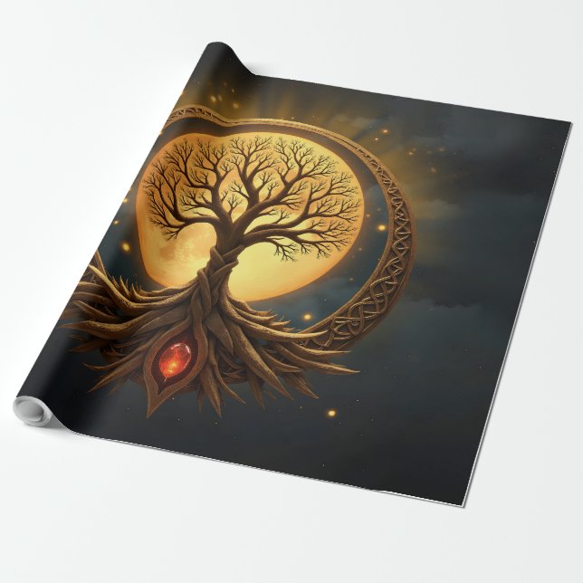 Papel De Presente Árvore da Vida – Iluminação ao Luar (Desenrolado)