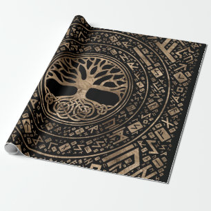 Papel De Presente Árvore da vida - Padrão Runic de Yggdrasil