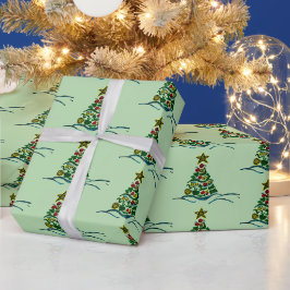 Papel De Presente Árvore de Artesanato Festiva no Natal da Olive
