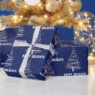 Papel De Presente Árvore de Baseball e Meias Vermelhas de Natal 