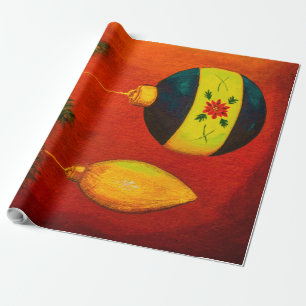 Papel De Presente Árvore de bolas de Natal em vermelho