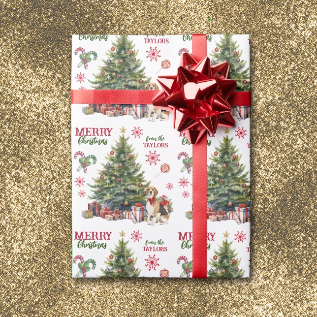 Papel De Presente Árvore de Feriado de Cachorro Arco Vermelho (Criador carregado)