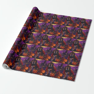 Papel De Presente Árvore de Halloween Walker Vampiro Abóboras Assust