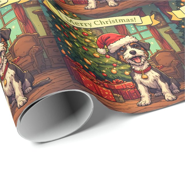 Papel De Presente Árvore de Natal Alegre Mensagem do Seu Cachorrinho (Ponta do rolo)