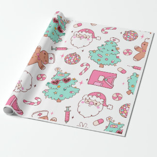 Papel De Presente Árvore de Natal Boneco de Neve Festa de Natal I