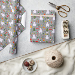 Papel De Presente Árvore de Natal Boneco de Neve Trenó Presentes Sin