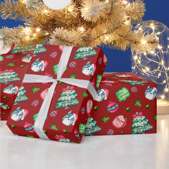Papel De Presente Árvore de Natal, Cachorro, Enfeites, Chocolate Que (Feriados)