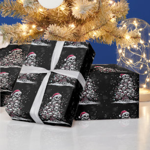 Papel De Presente Árvore de Natal Caveira Pijama Esqueleto Chapéu de