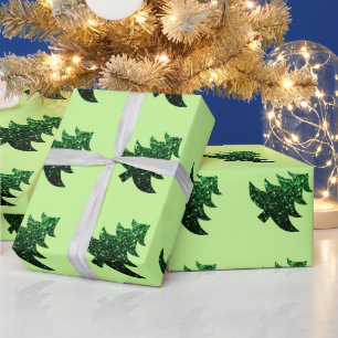 Papel De Presente Árvore de Natal cintilante brilha verde claro