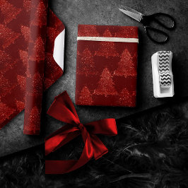Papel De Presente Árvore de Natal Clássica | Vermelho De Crimson Ric
