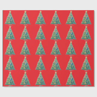 Papel De Presente Árvore de Natal Colorida
