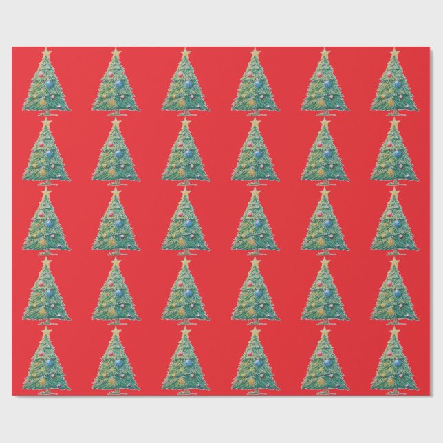 Papel De Presente Árvore de Natal Colorida (Aberto)