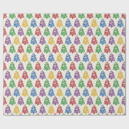 Papel De Presente Árvore de Natal Colorida Natal