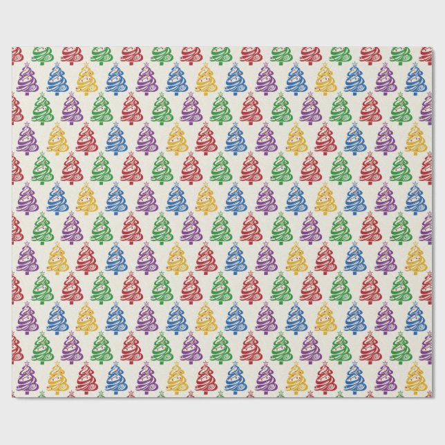 Papel De Presente Árvore de Natal Colorida Natal (Aberto)