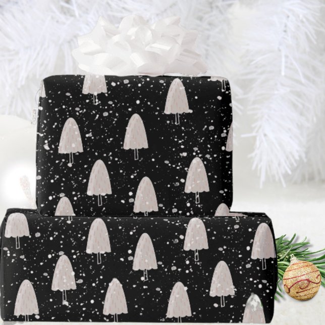 Papel De Presente Árvore de Natal com Neve Charme de Inverno (Criador carregado)