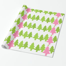 Papel De Presente Árvore de Natal cor-de-rosa do leopardo