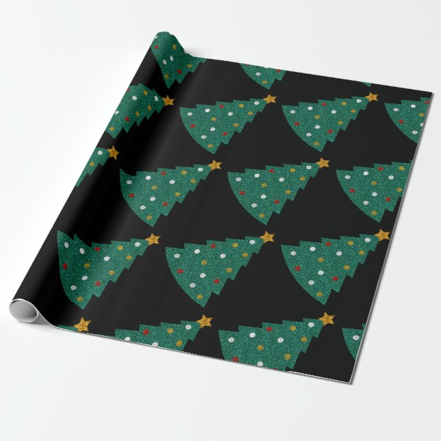 Papel De Presente Árvore de Natal da Glitter (Desenrolado)