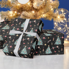 Papel De Presente Árvore de Natal de Aquarela