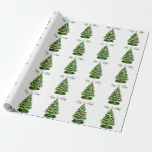 Papel De Presente Árvore de Natal de Cerâmica Luz Vintage