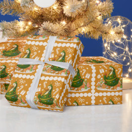 Papel De Presente Árvore de Natal de Goose Quirky | Feriado Engraçad