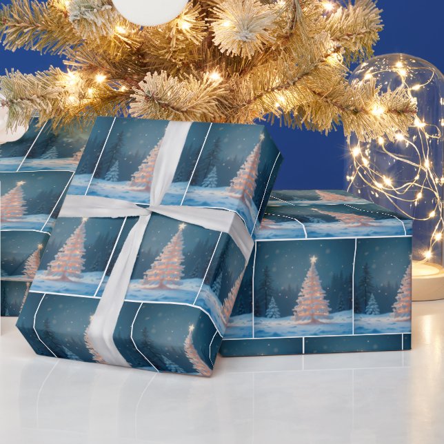 Papel De Presente Árvore de Natal de inverno com estrela (Feriados)