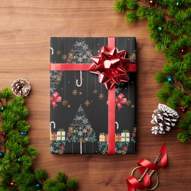 Papel De Presente Árvore de Natal de Luxo Papai Noel & Cana de Açúca (Presente de Natal)