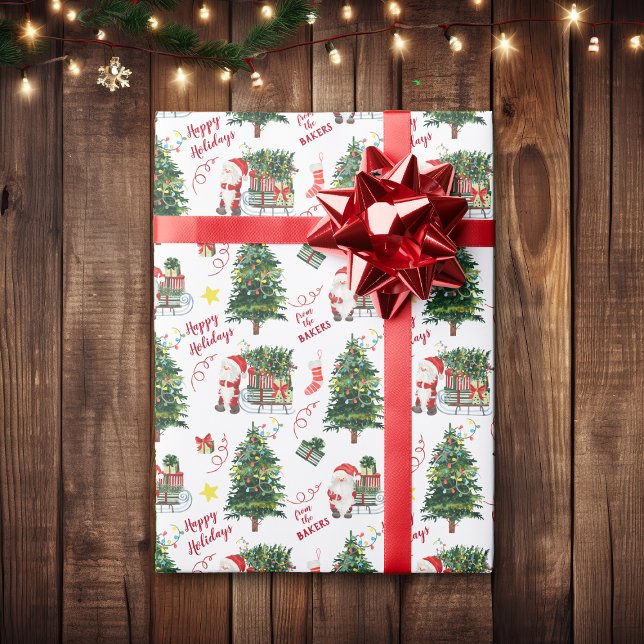 Papel De Presente Árvore de Natal de papais noeis Personalizada (Criador carregado)